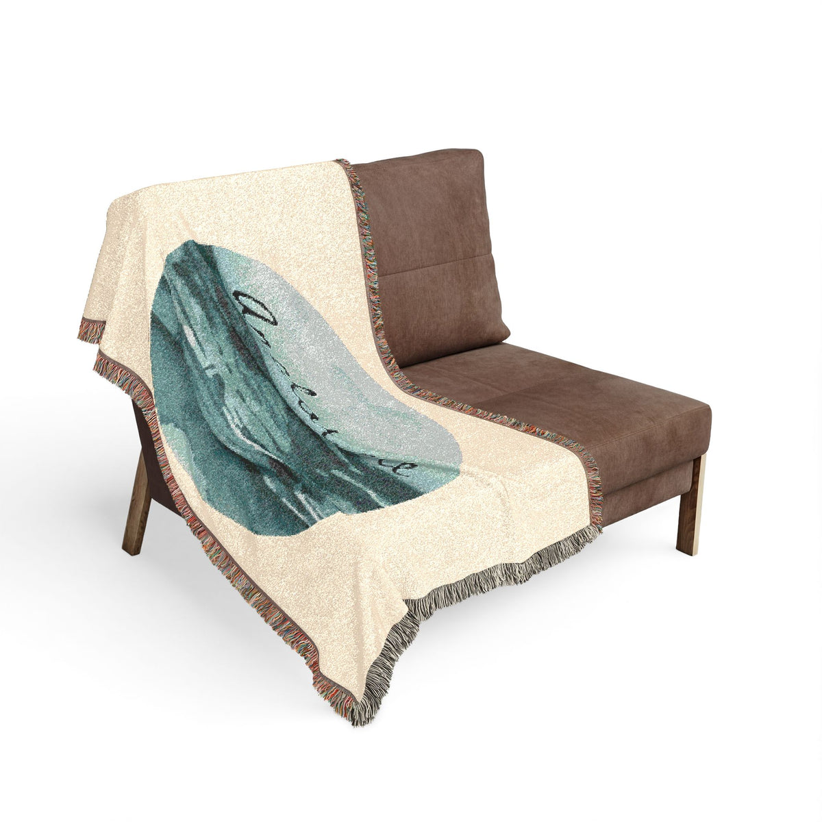 Anchor Me Woven Blanket — Nautical Coastal Throw with Ocean Circle Design