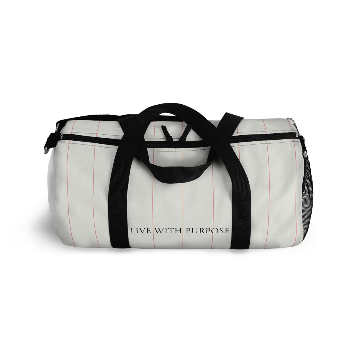 Live With Purpose Lined Canvas Duffel Bag — Minimalist Travel & Gym Overnight Bag