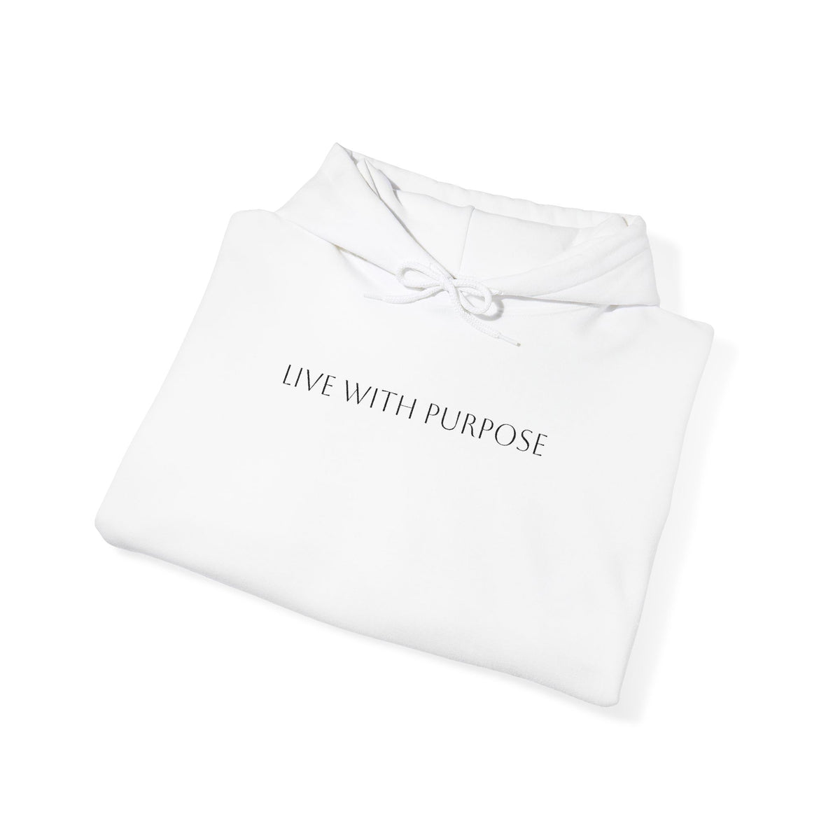 Live With Purpose Hoodie — Minimalist Inspirational White Pullover