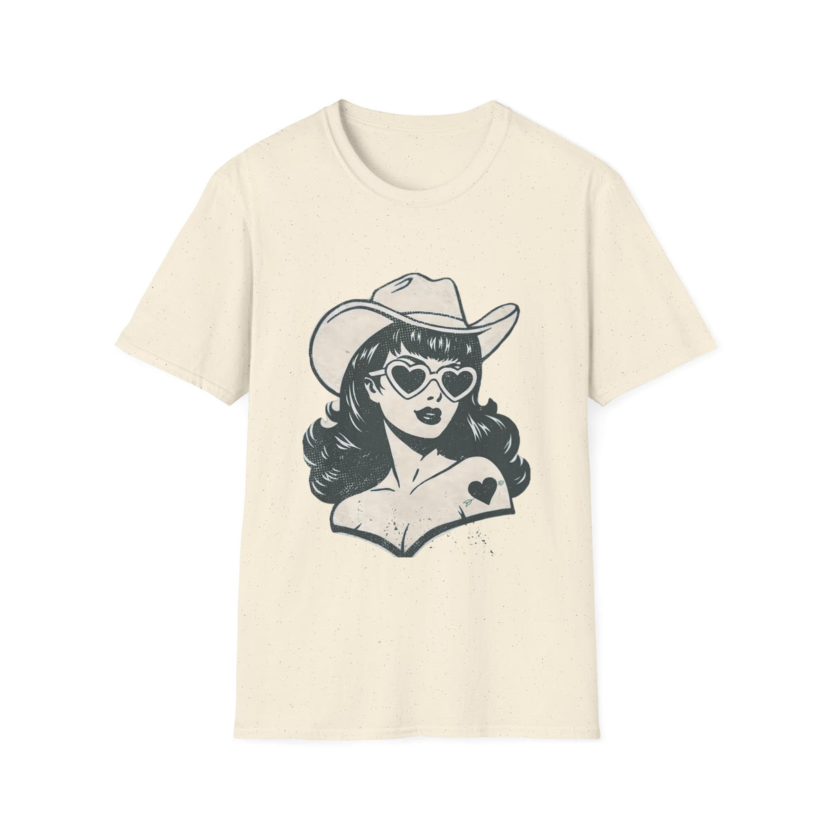 Cowgirl Pinup T-Shirt — Retro Heart Sunglasses Graphic