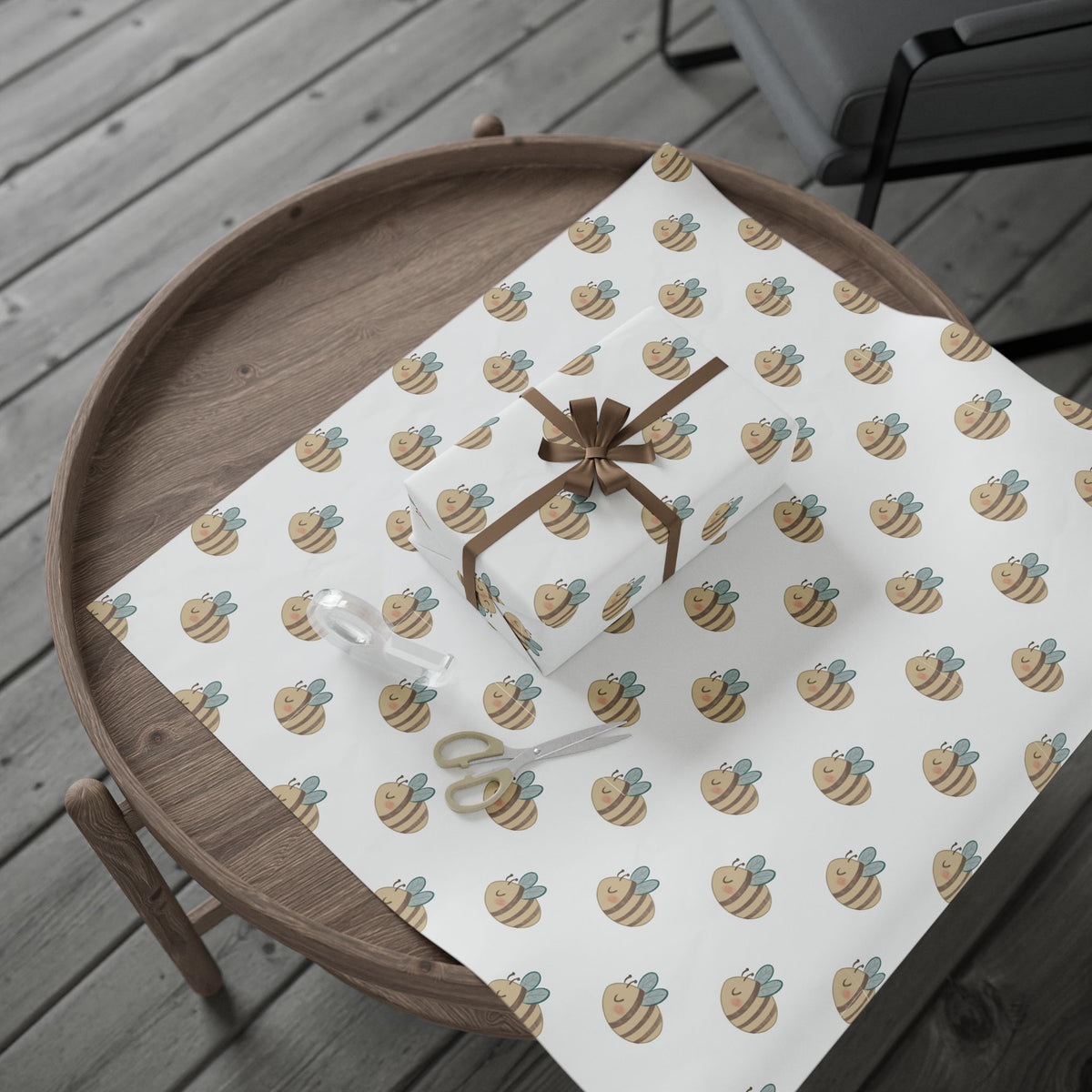 Ragon Bizzy Bee Wrapping Paper – Cute Beige & Teal Bee Gift Wrap