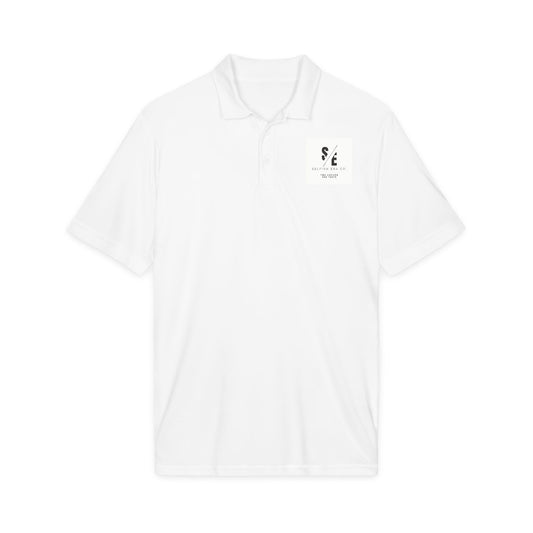 Embroidered Minimalist Selfish Era Co. Logo Polo Shirt — White Performance Golf/Work Polo