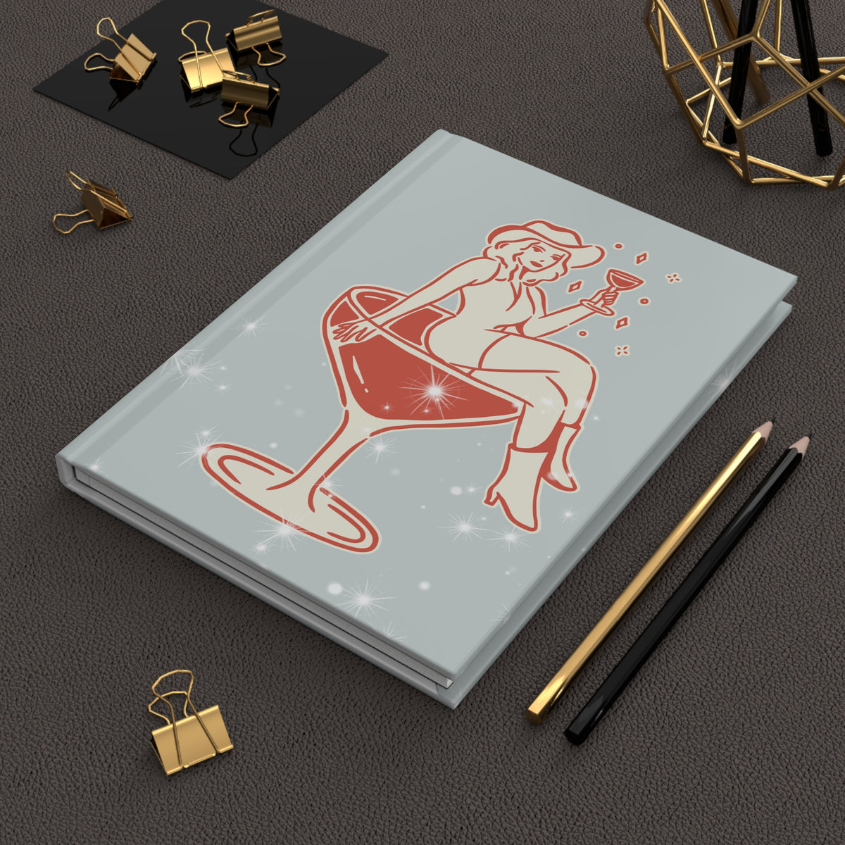 Cowgirl Cocktail Hardcover Journal — Sparkling Retro Femme Cocktail Notebook