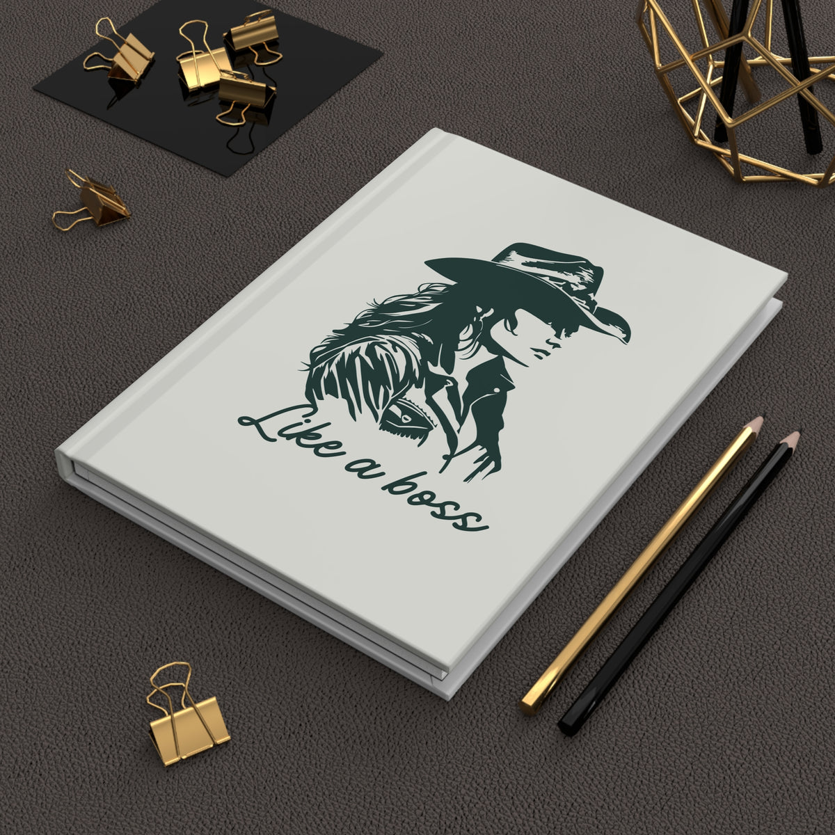 Cowgirl Journal — "Like a Boss" Hardcover Notebook with Cactus Pattern