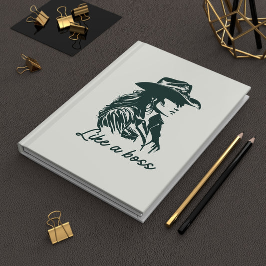 Cowgirl Journal — "Like a Boss" Hardcover Notebook with Cactus Pattern