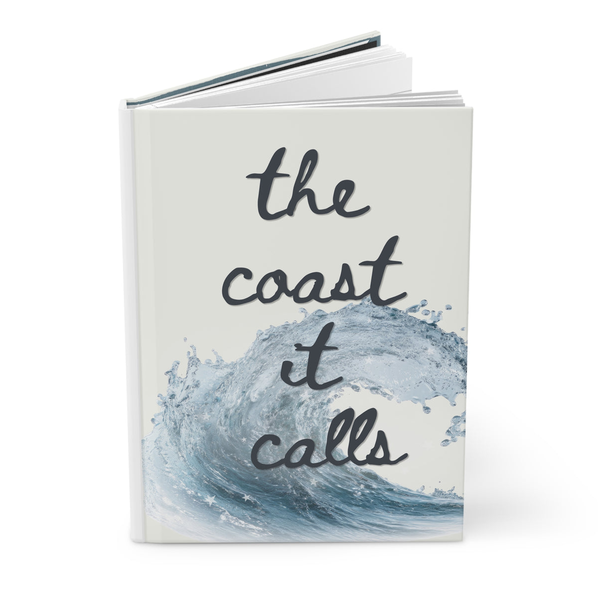 Hardcover Journal – “The Coast It Calls” Nautical Wave Notebook (Striped Back)