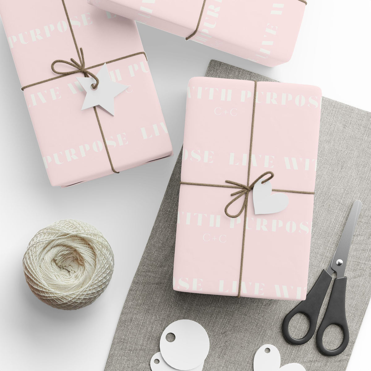 Pink Minimalist Live with Purpose Wrapping Paper Roll — Soft Blush Gift Wrap