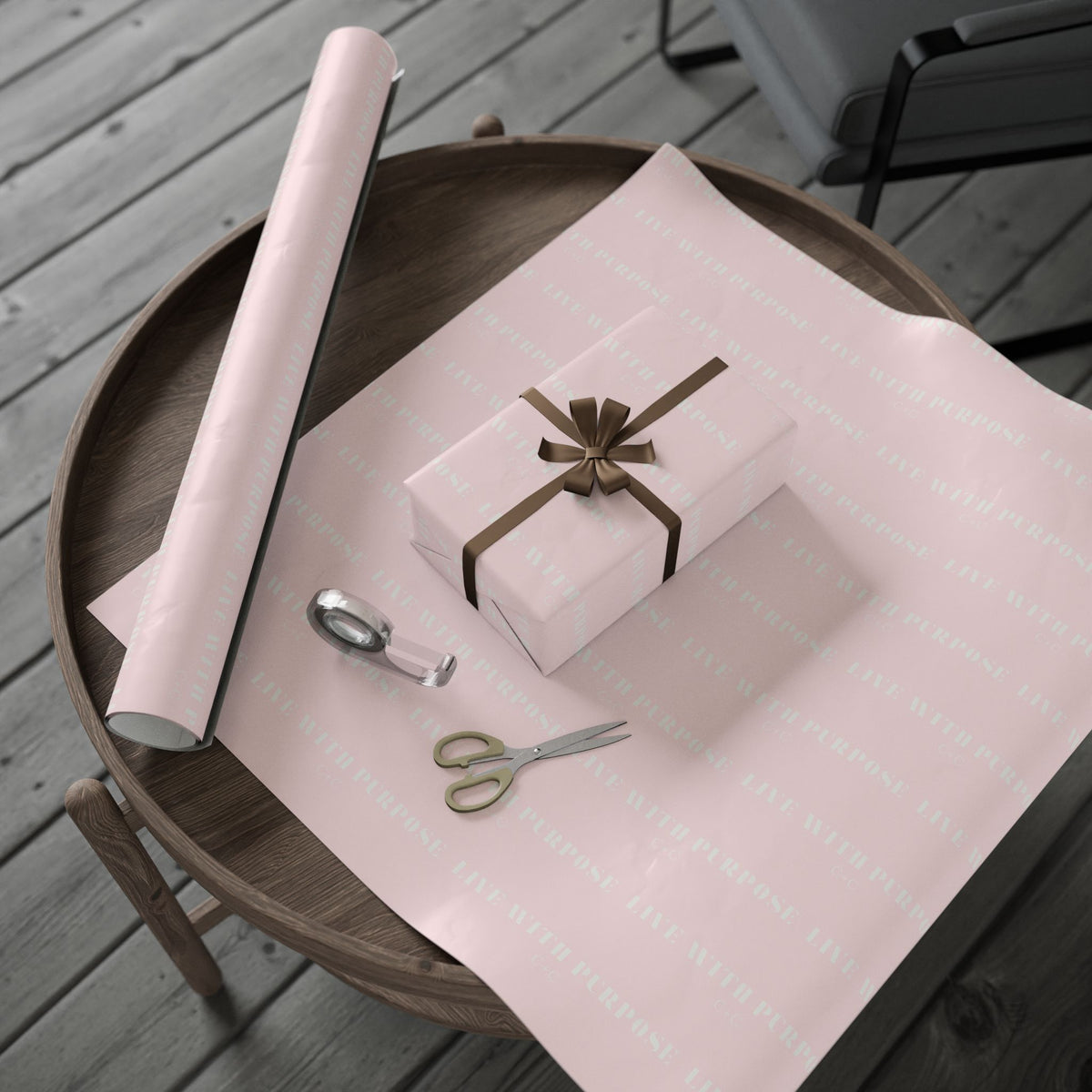Pink Minimalist Live with Purpose Wrapping Paper Roll — Soft Blush Gift Wrap