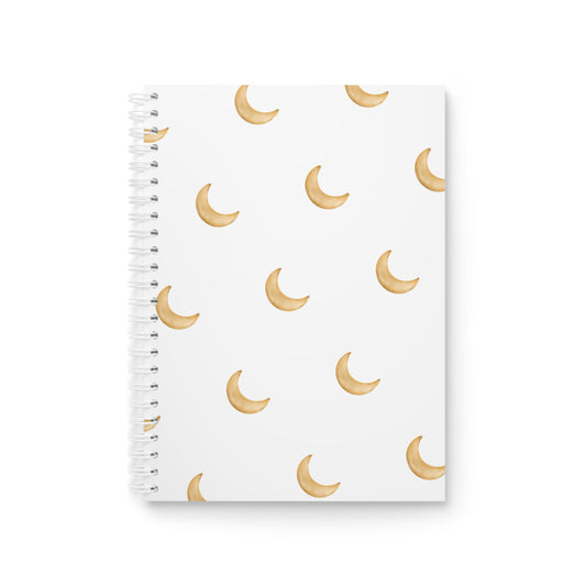 Ragon Gold Crescent Moon Spiral Notebook — Minimal Celestial Journal for Notes & Gifts