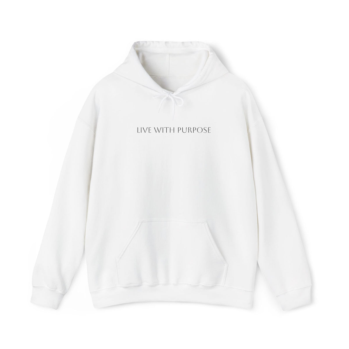 Live With Purpose Hoodie — Minimalist Inspirational White Pullover