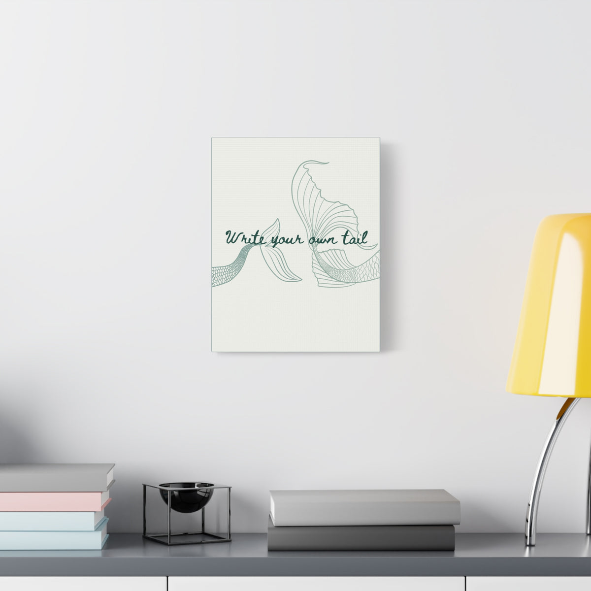 Mermaid Tail Canvas Print — "Write Your Own Tail" Inspirational Wall Art