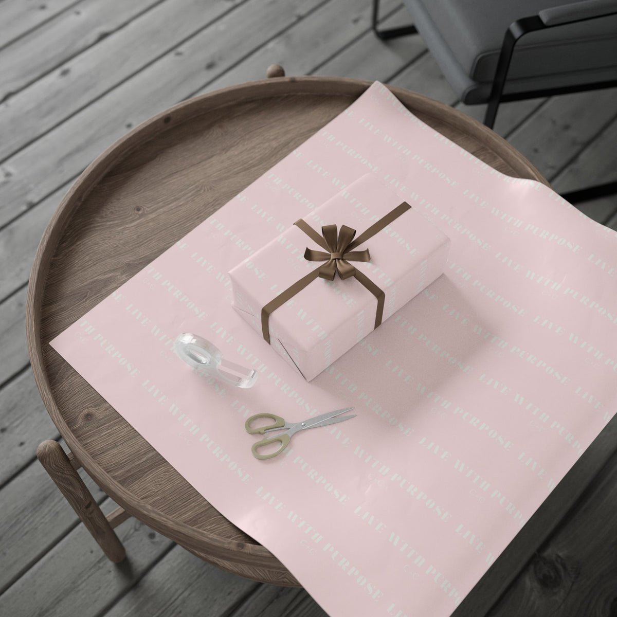 Pink Minimalist Live with Purpose Wrapping Paper Roll — Soft Blush Gift Wrap