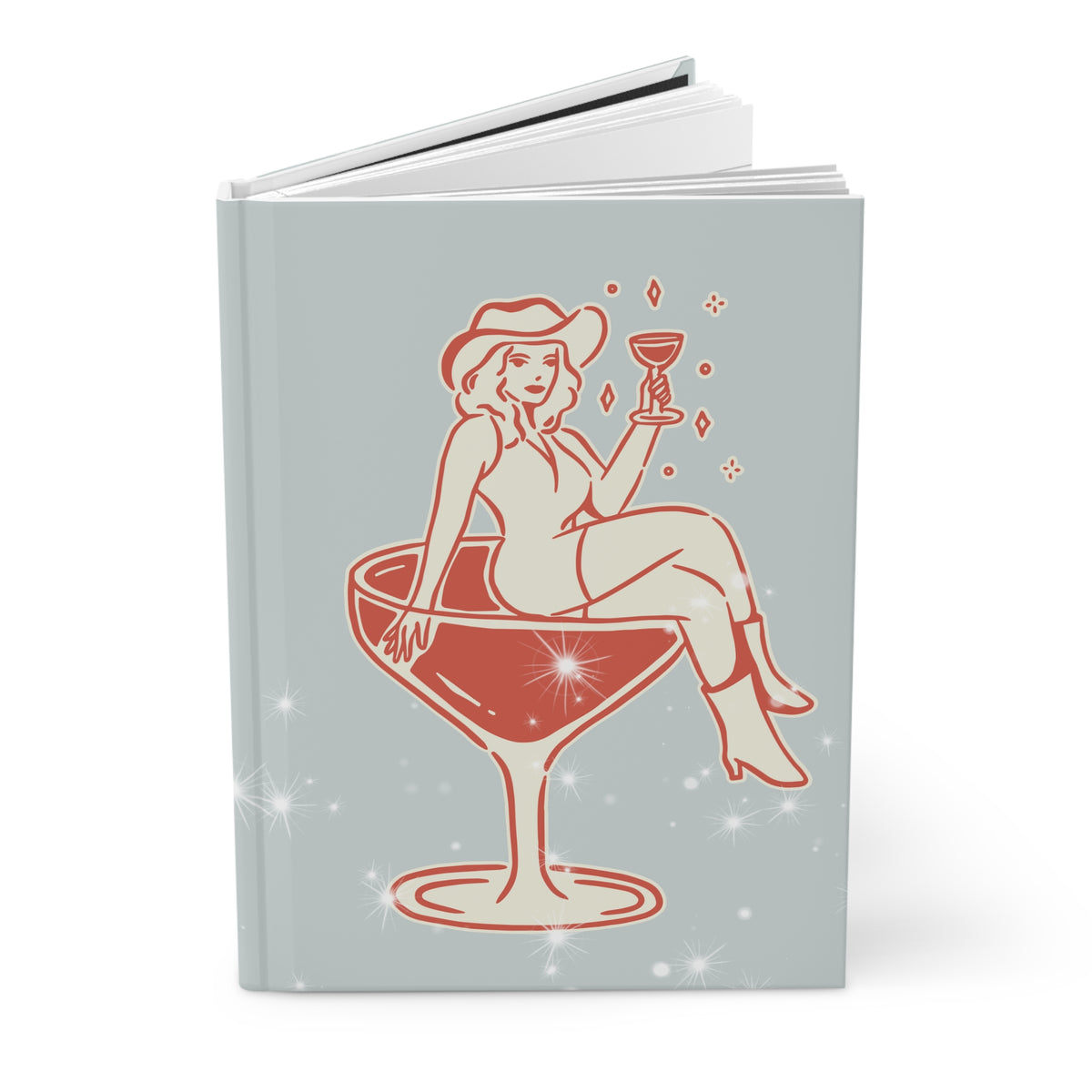 Cowgirl Cocktail Hardcover Journal — Sparkling Retro Femme Cocktail Notebook