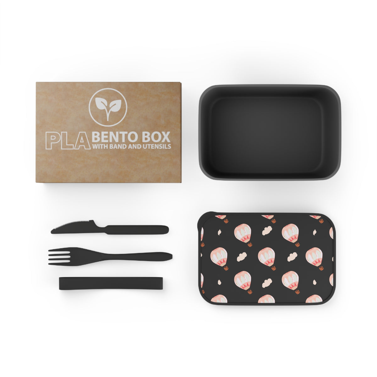 Ragon Balooning PLA Bento Box with Band & Utensils — Eco-Friendly Kids Lunchbox