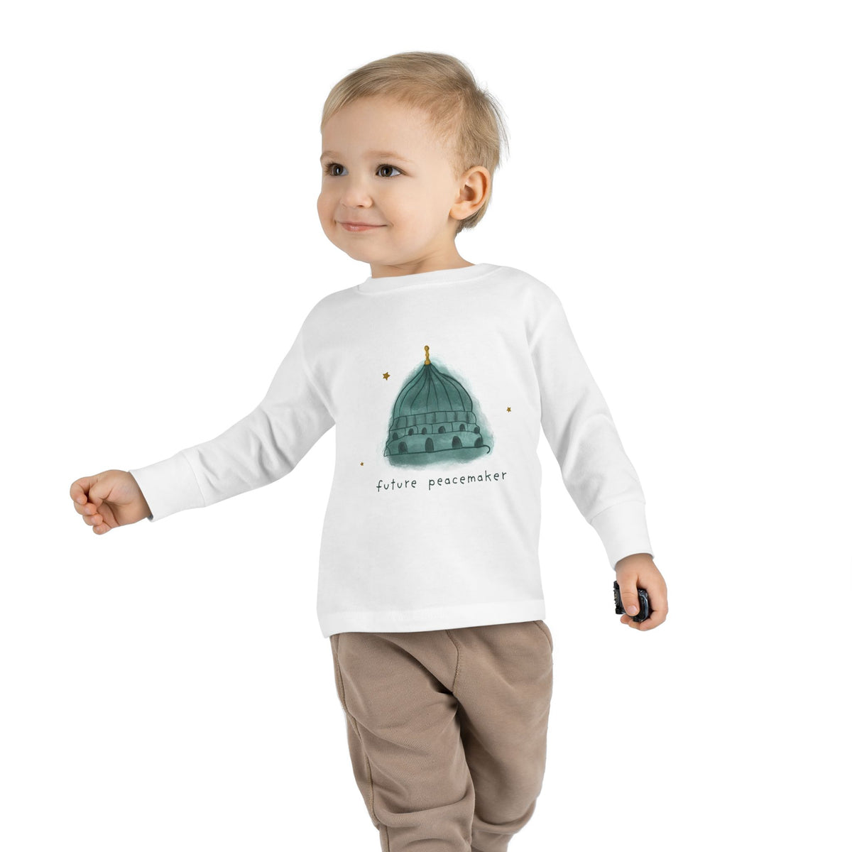 Toddler Long Sleeve Tee — 'Future Peacemaker' Mosque Illustration Kids Shirt
