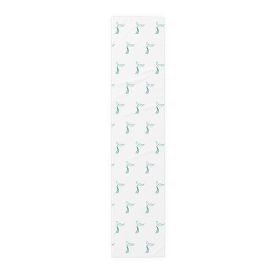 Mermaid Tail Pattern Table Runner — Coastal Cotton-Blend Decor