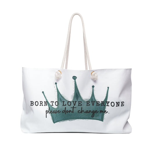 Ragon Born To Love Everyone Weekender Bag — Minimal Crown Print Travel Tote