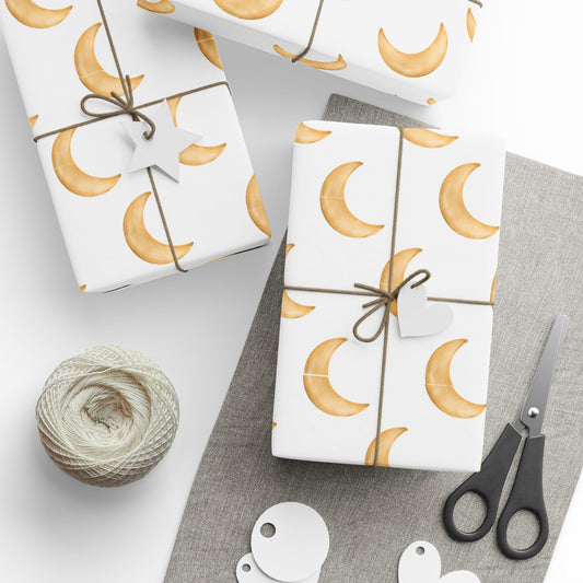 Gold Crescent Moon Wrapping Paper