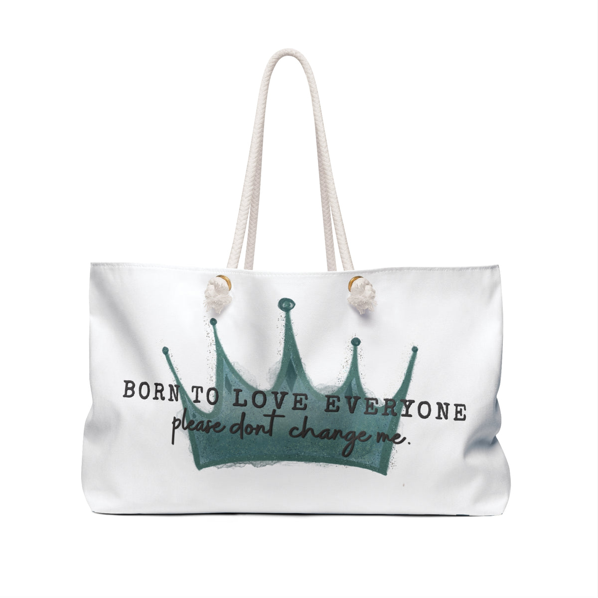 Ragon Born To Love Everyone Weekender Bag — Minimal Crown Print Travel Tote