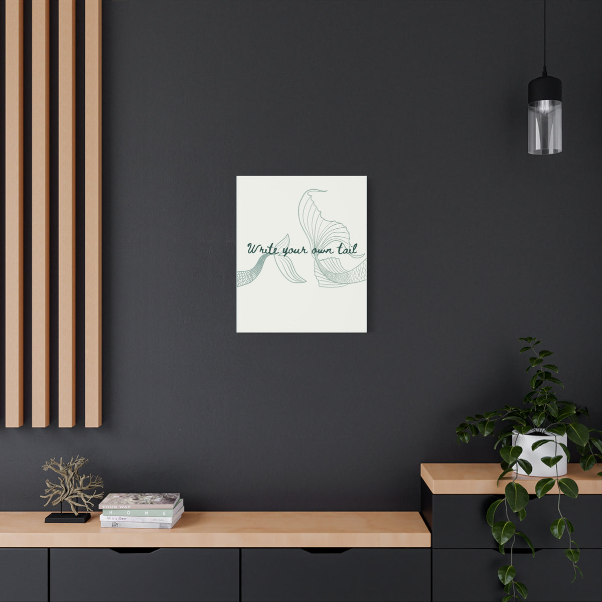 Mermaid Tail Canvas Print — "Write Your Own Tail" Inspirational Wall Art