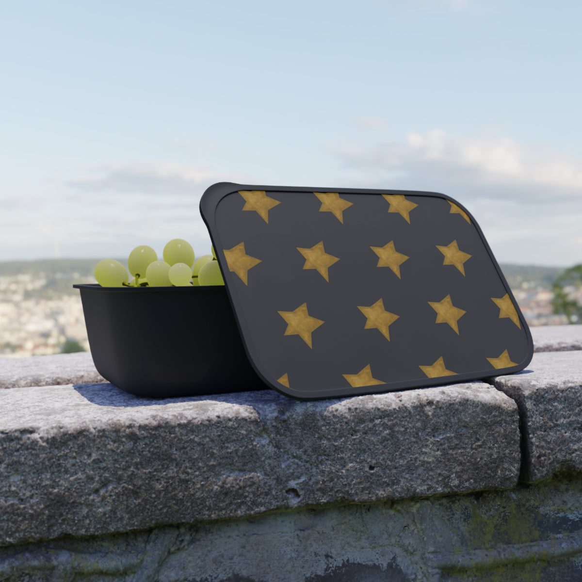 Ragon Gold Star Pattern Bento Box with Utensils — Eco PLA Lunch Container