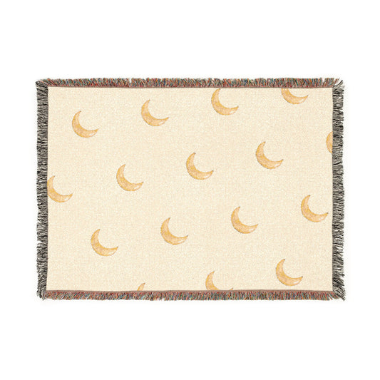 Ragon Moon Pattern Woven Blanket — Cozy Crescent Throw for Bedroom & Nursery