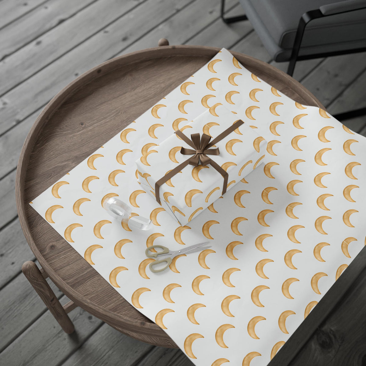 Gold Crescent Moon Wrapping Paper