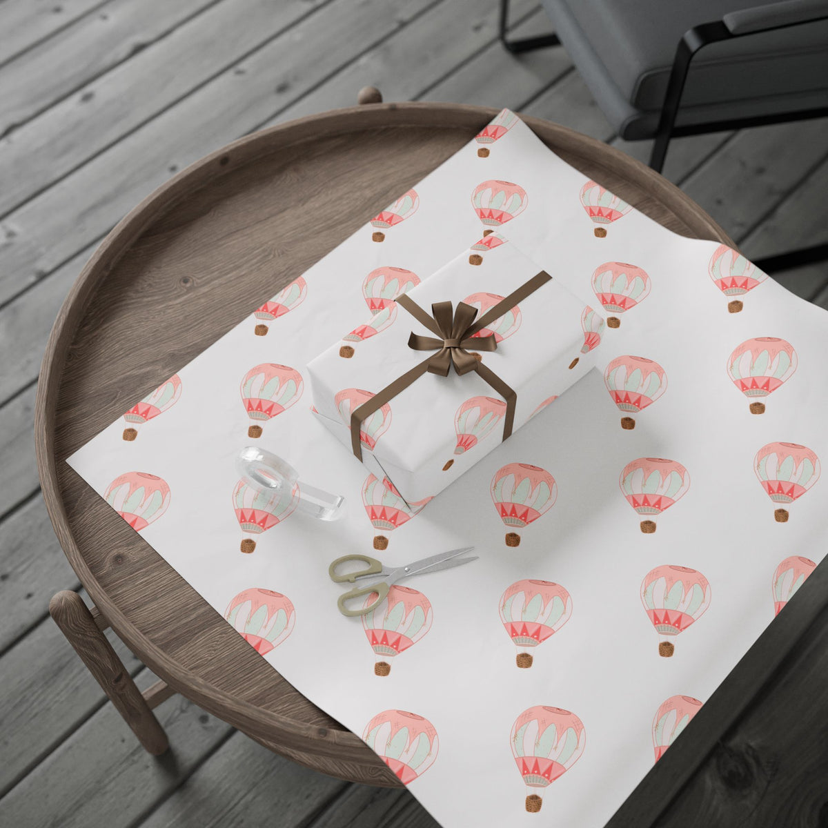 Ragon Balooning Wrapping Paper - Pink Vintage Hot Air Balloon Gift Wrap Roll