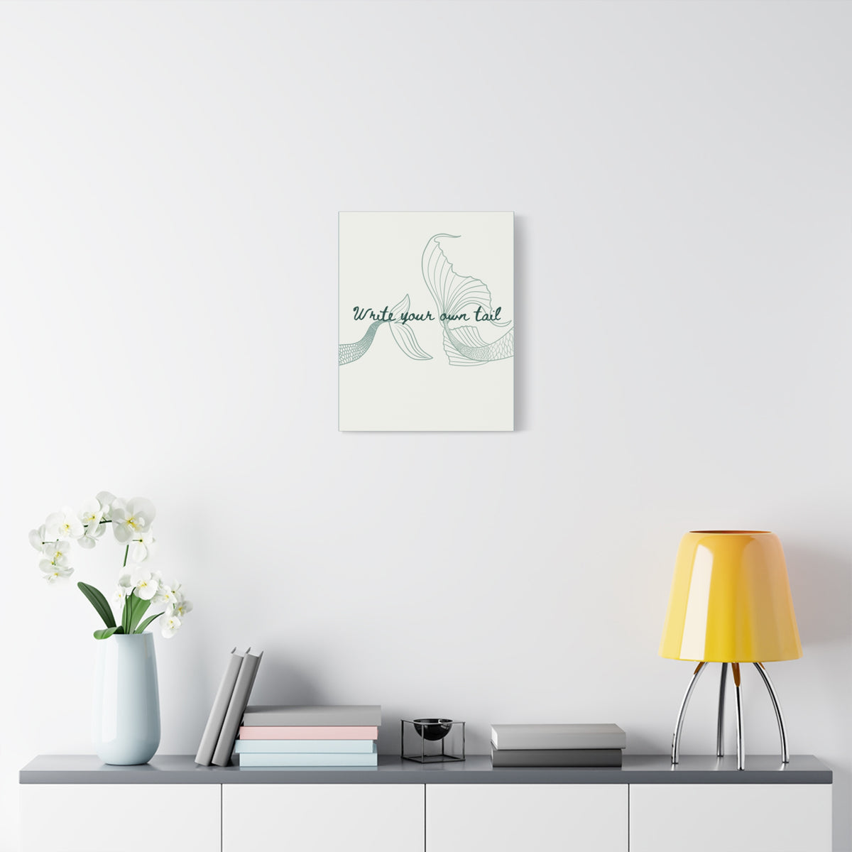 Mermaid Tail Canvas Print — "Write Your Own Tail" Inspirational Wall Art