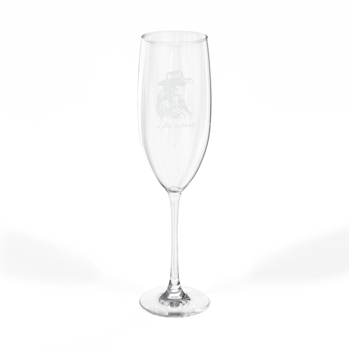 Engraved Champagne Flute - Cowgirl Silhouette 8oz