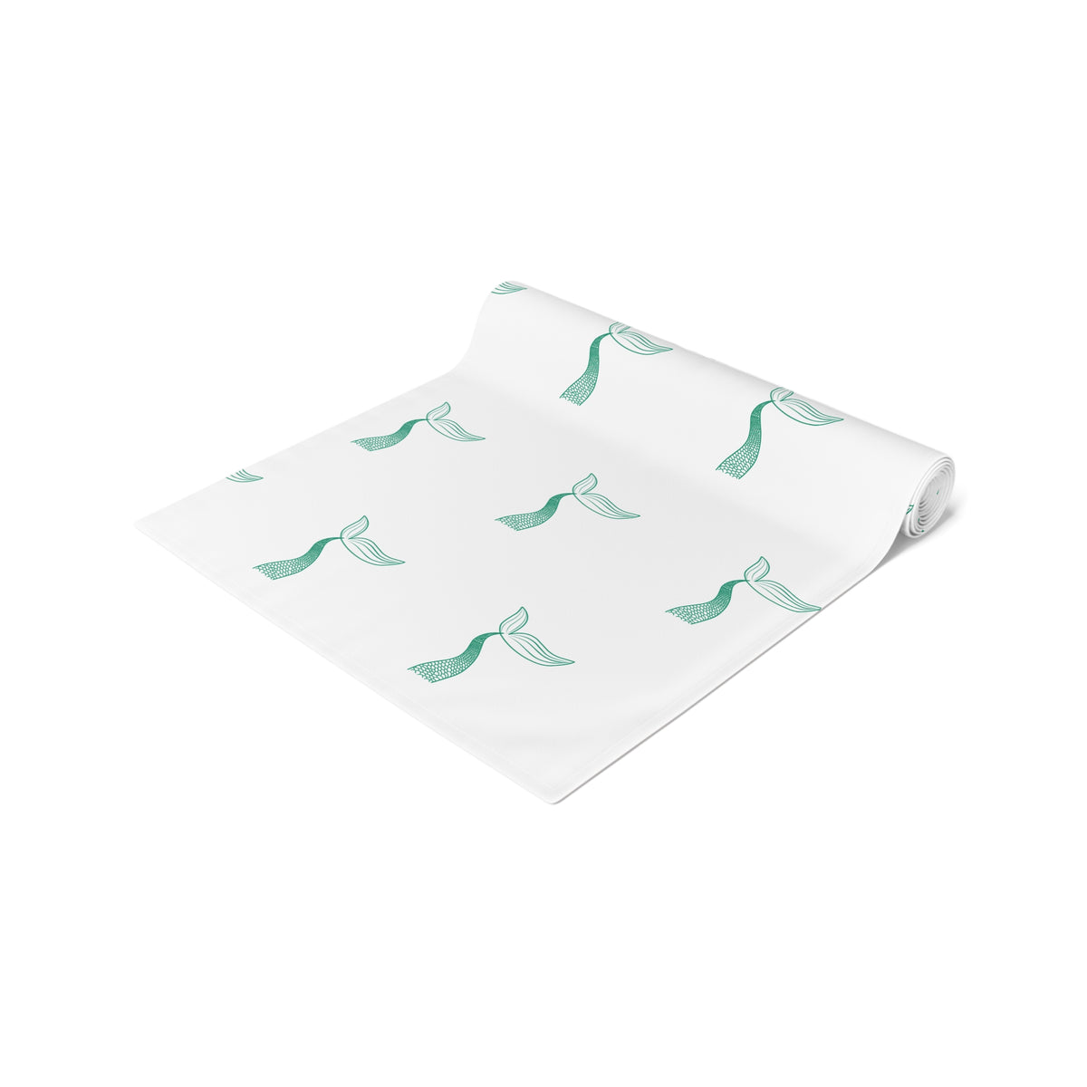 Mermaid Tail Pattern Table Runner — Coastal Cotton-Blend Decor