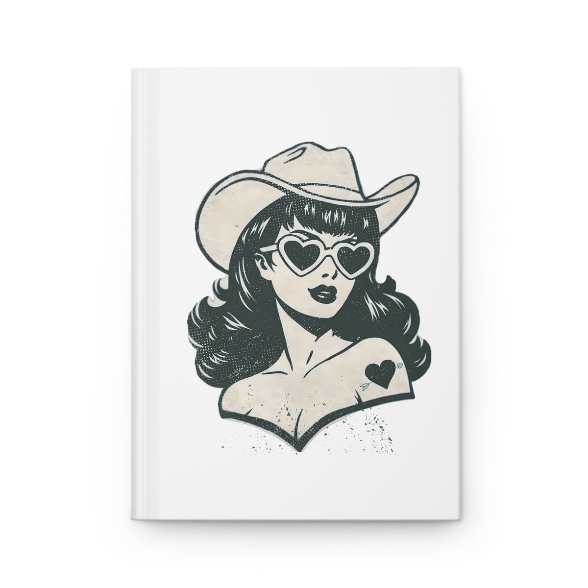 Cowgirl Heart Hardcover Journal — Retro Pinup Notebook with Heart Sunglasses