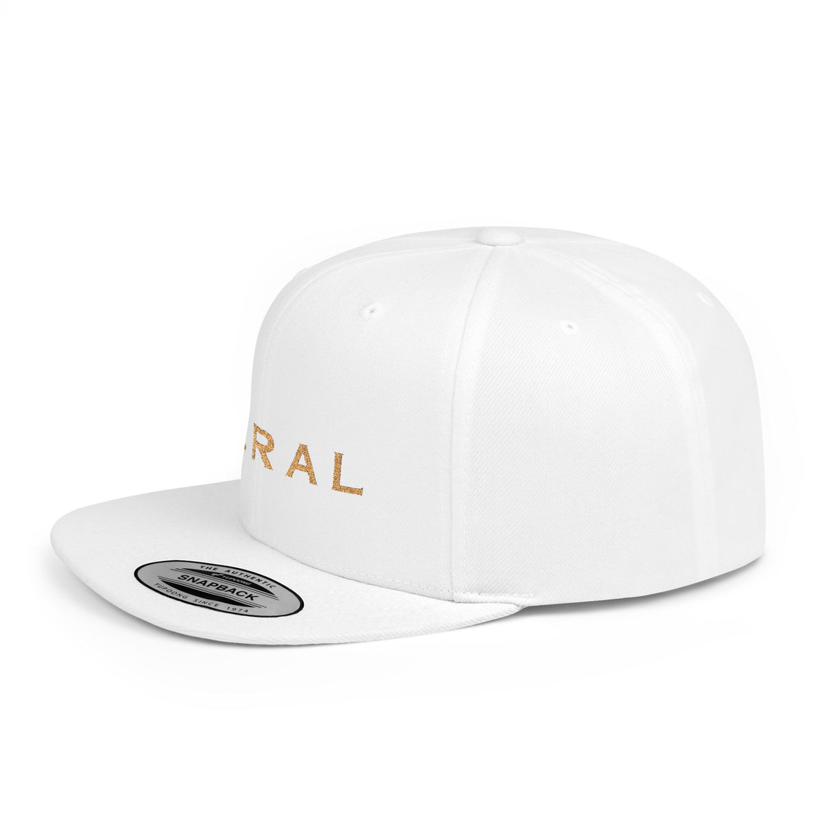 Feral Flat Bill Snapback Hat — White Gold Foil Logo