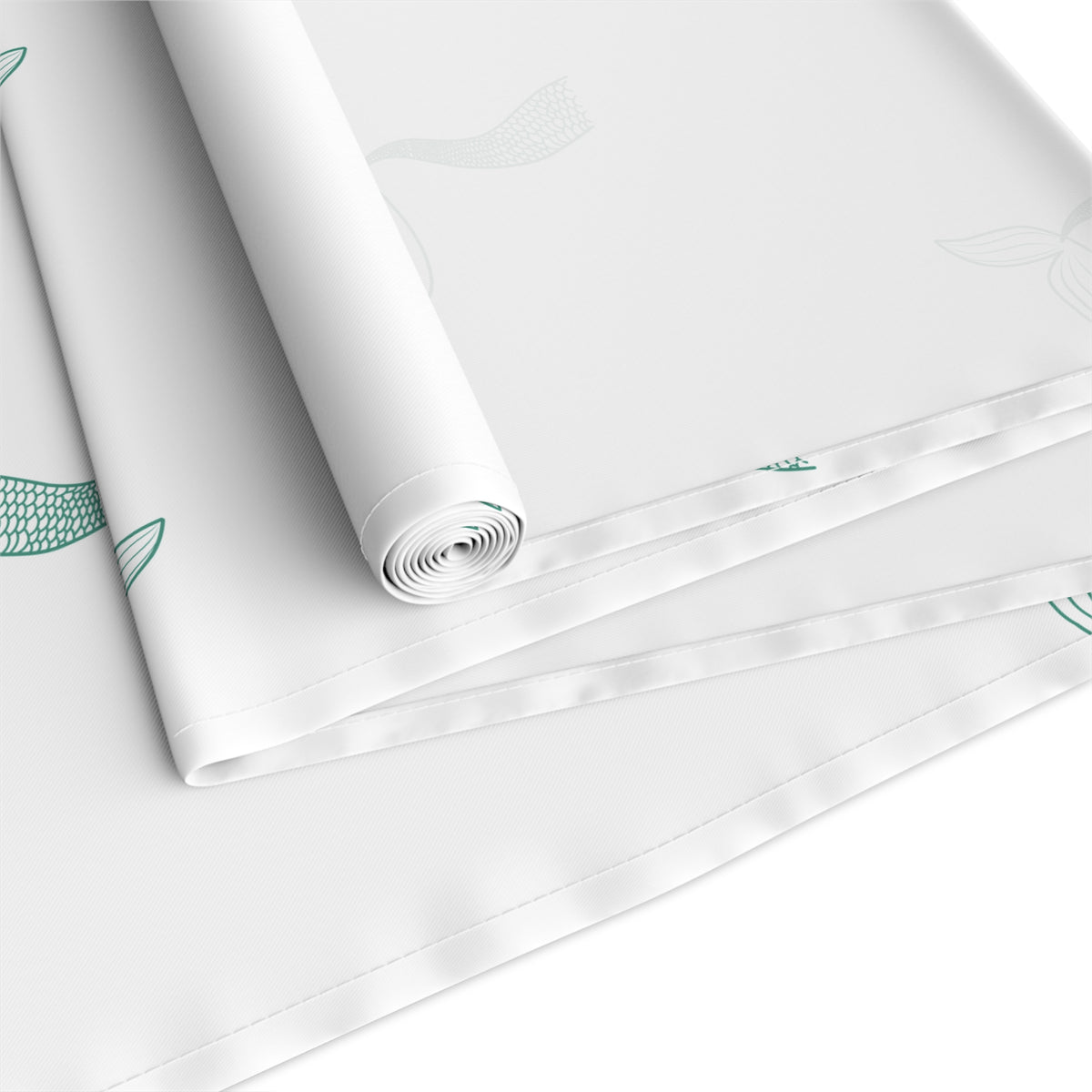 Mermaid Tail Pattern Table Runner — Coastal Cotton-Blend Decor
