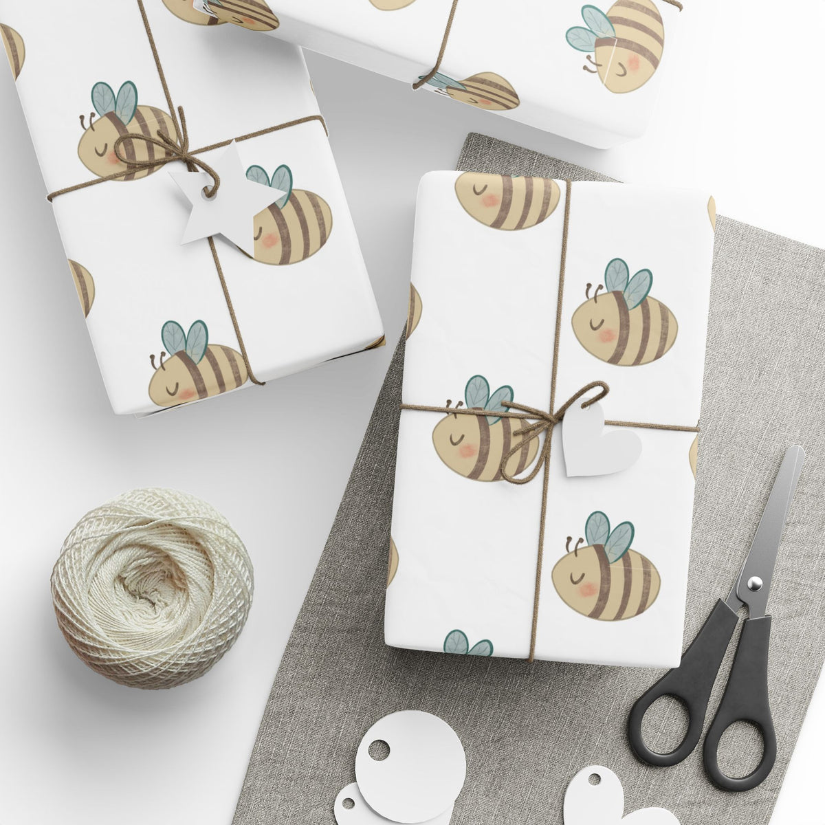 Ragon Bizzy Bee Wrapping Paper – Cute Beige & Teal Bee Gift Wrap