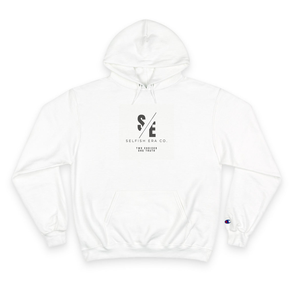 Champion Hoodie — Minimalist 'Selfish Era Co.' Logo Pullover
