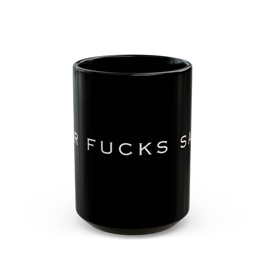 Black Ceramic Mug — 'For Fucks Sake' Minimalist Statement Coffee Cup ( 15oz)