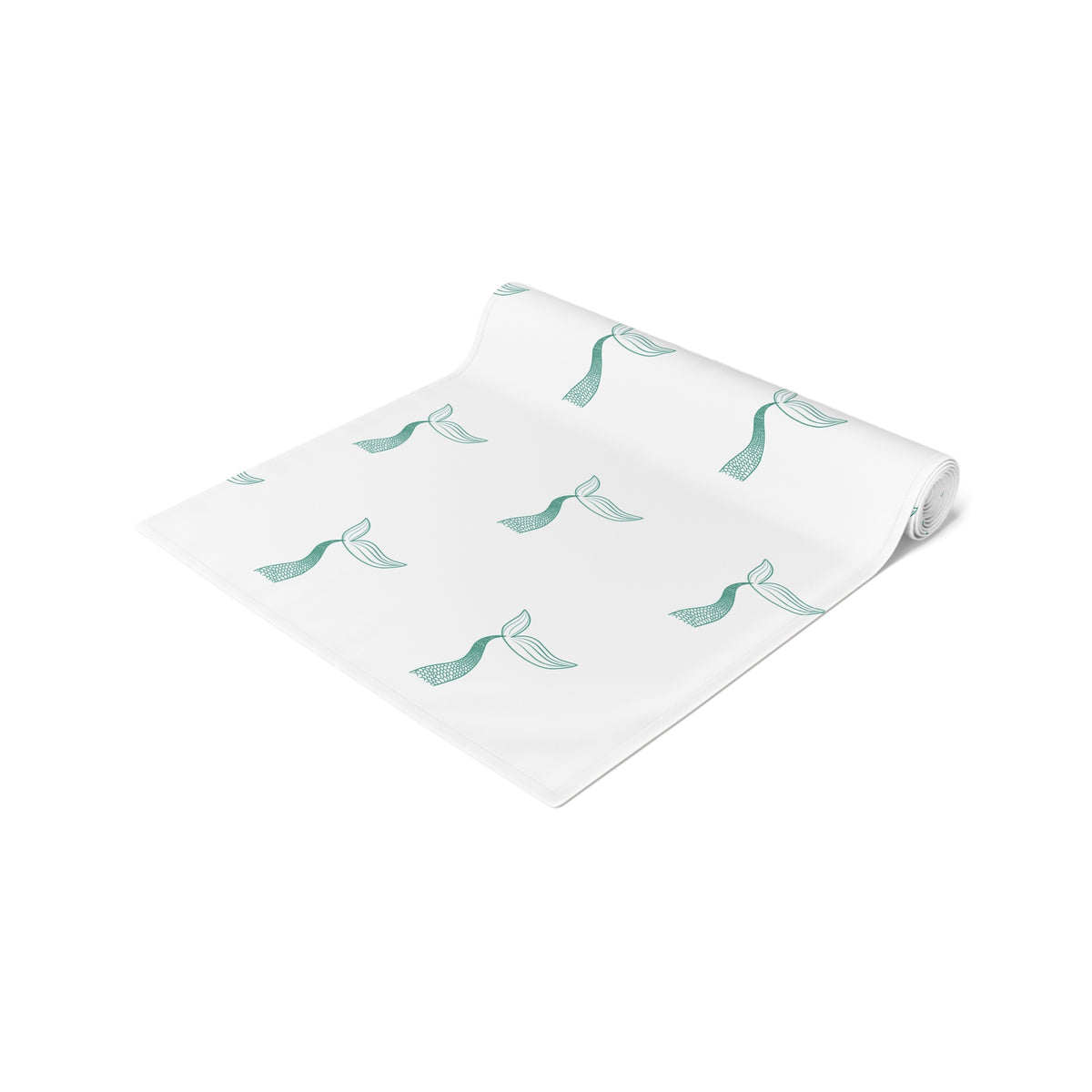 Mermaid Tail Pattern Table Runner — Coastal Cotton-Blend Decor