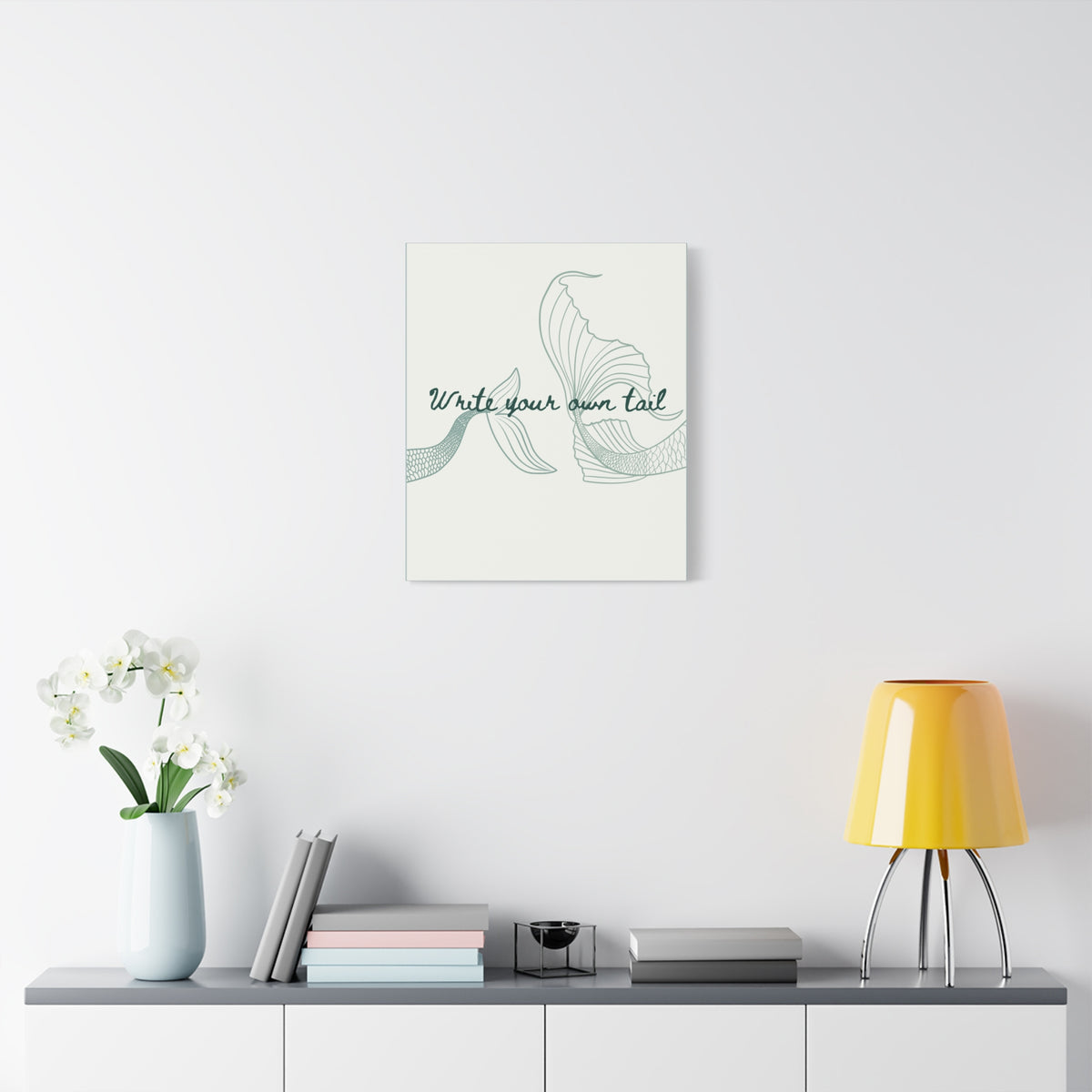 Mermaid Tail Canvas Print — "Write Your Own Tail" Inspirational Wall Art