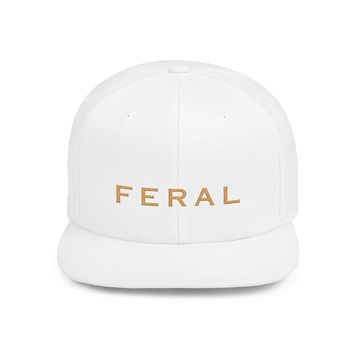 Feral Flat Bill Snapback Hat — White Gold Foil Logo