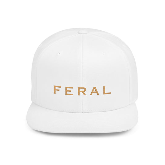 Feral Flat Bill Snapback Hat — White Gold Foil Logo