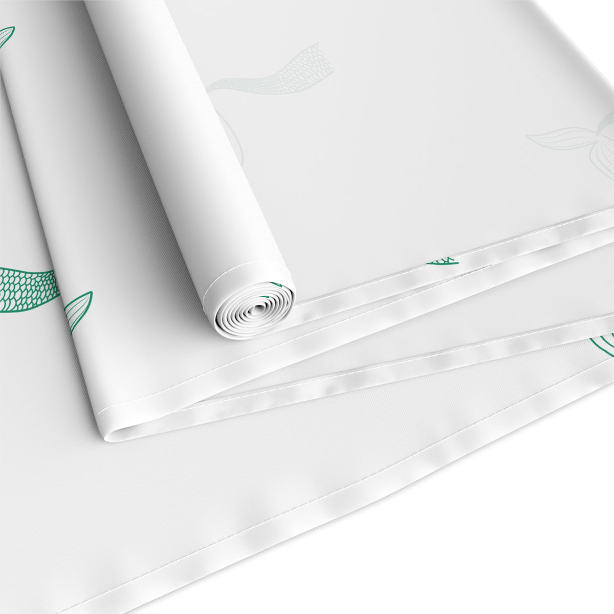 Mermaid Tail Pattern Table Runner — Coastal Cotton-Blend Decor