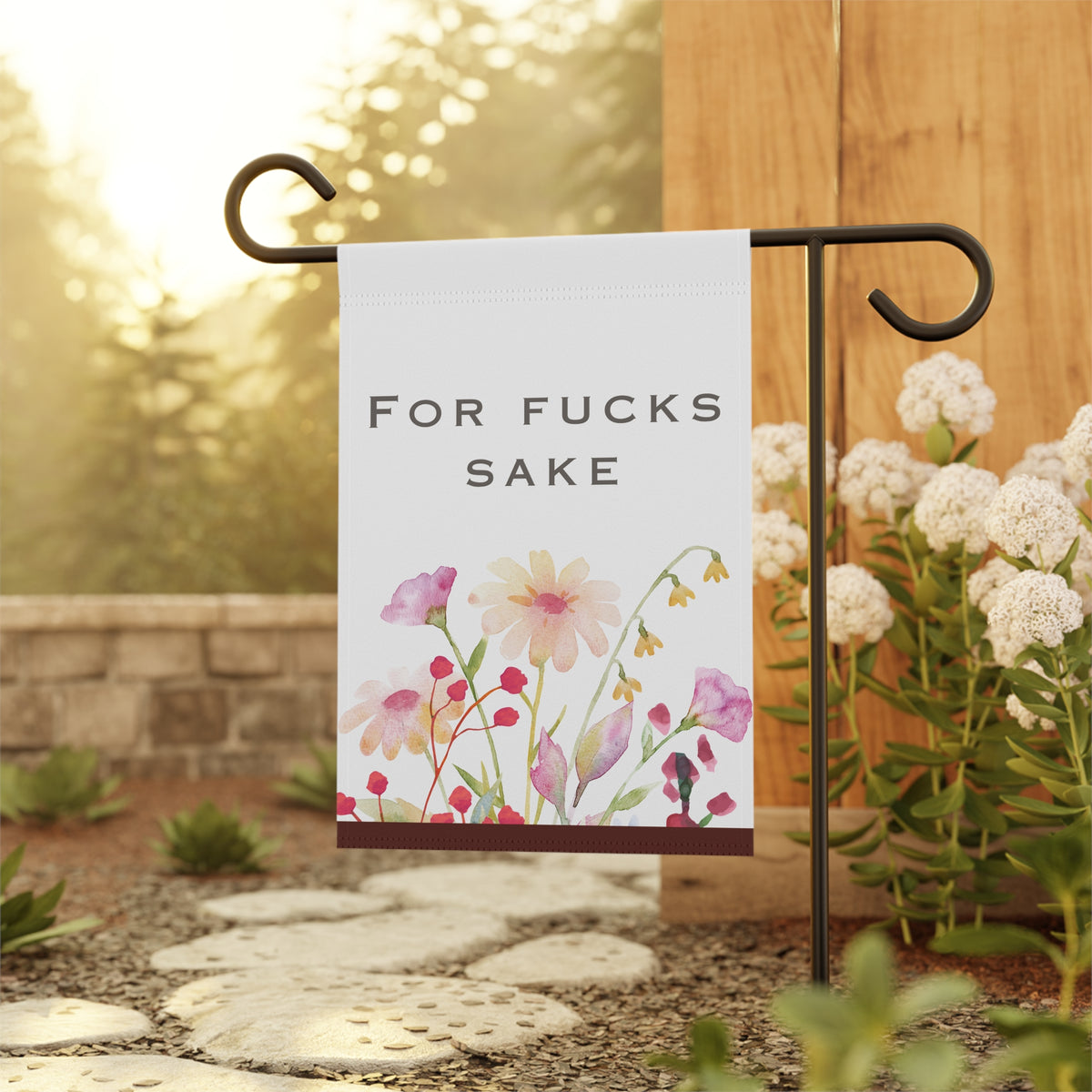 Garden Banner — "For Fucks Sake" Floral Decorative Yard Flag