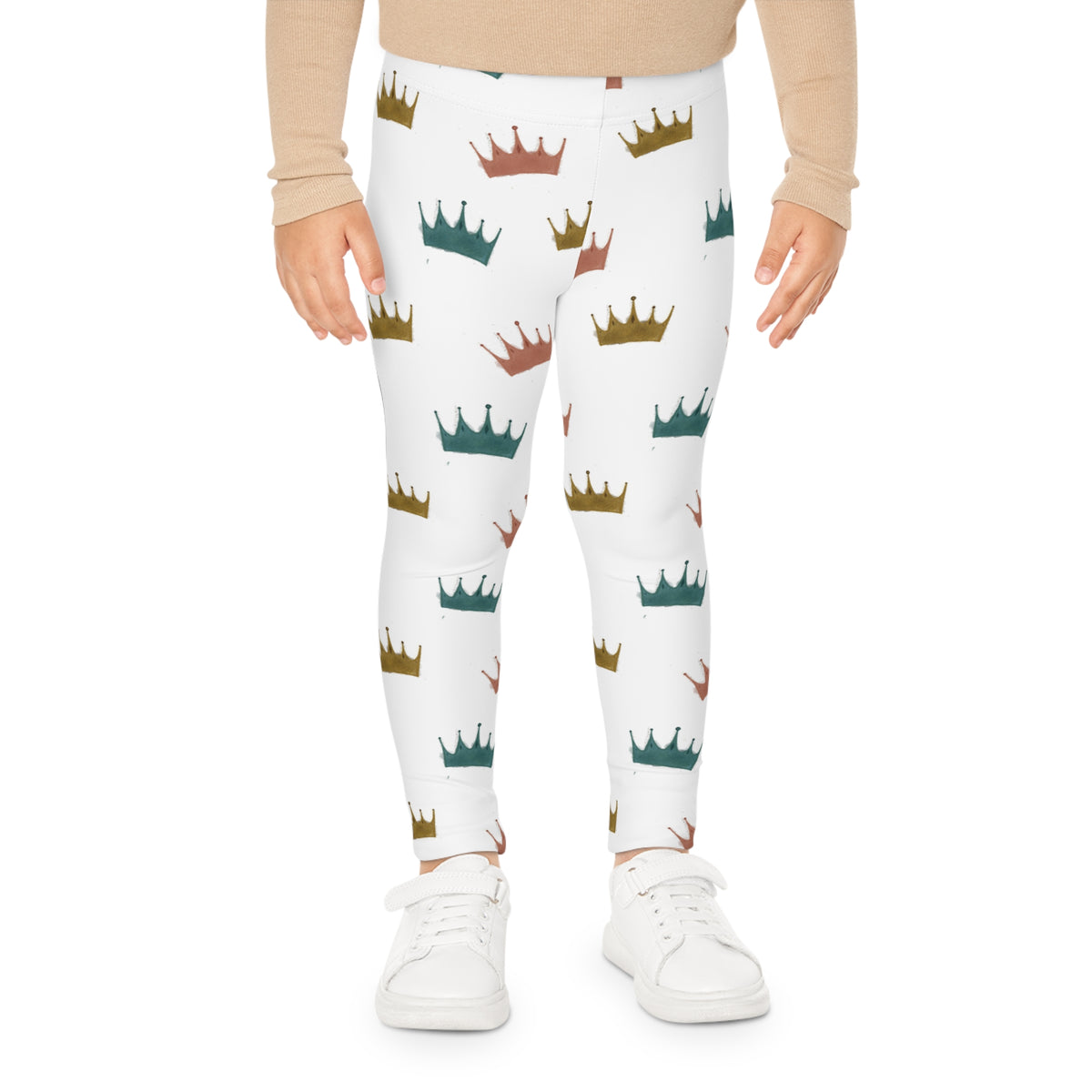 Ragon Kids Crown Print Leggings — Colorful Royalty Pattern
