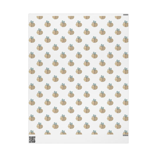 Ragon Bizzy Bee Wrapping Paper – Cute Beige & Teal Bee Gift Wrap