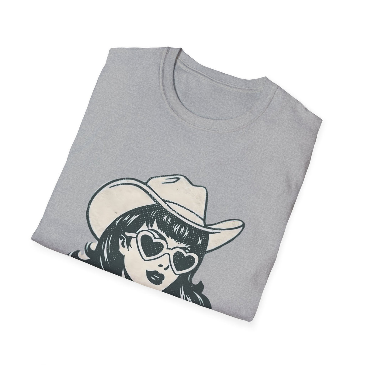 Cowgirl Pinup T-Shirt — Retro Heart Sunglasses Graphic