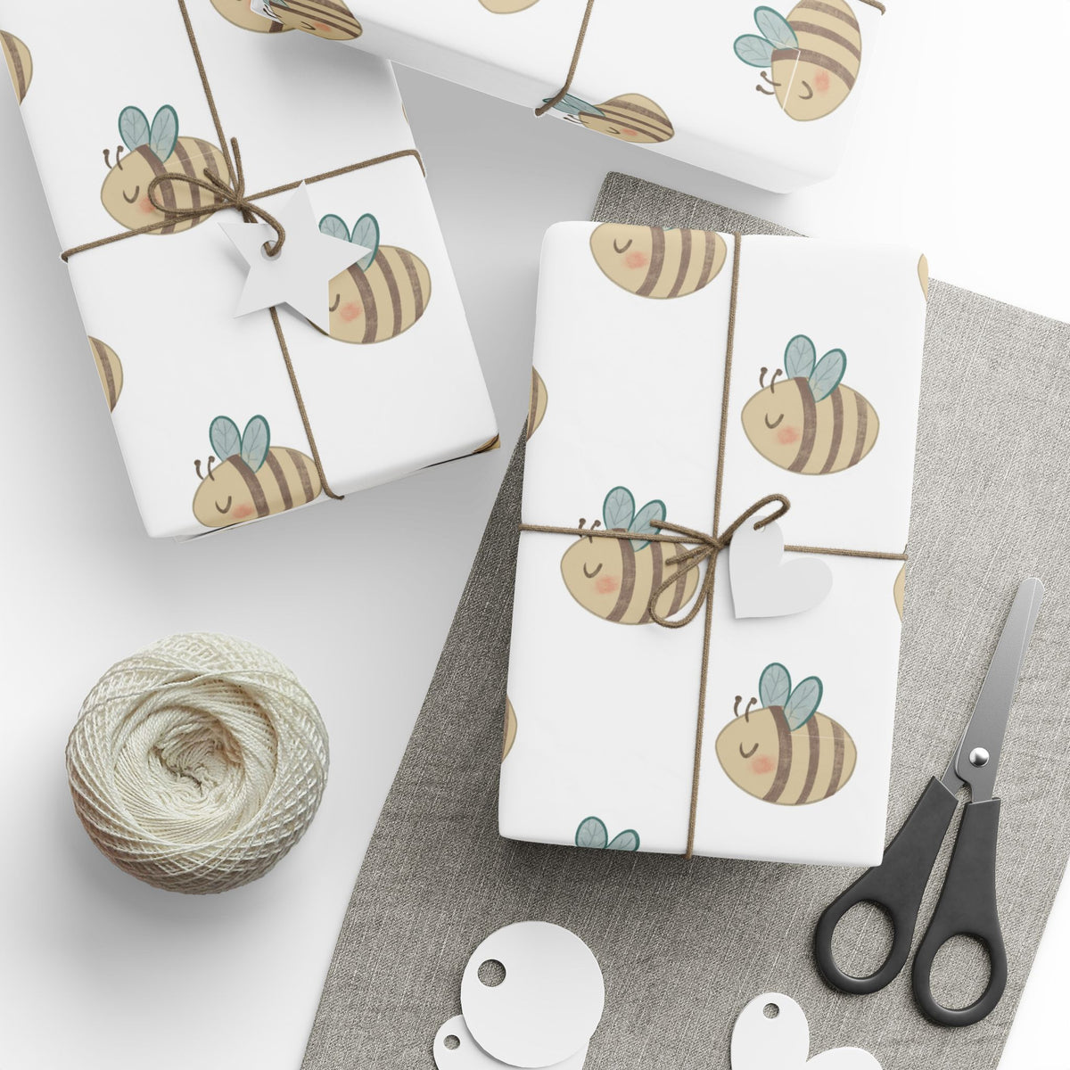 Ragon Bizzy Bee Wrapping Paper – Cute Beige & Teal Bee Gift Wrap