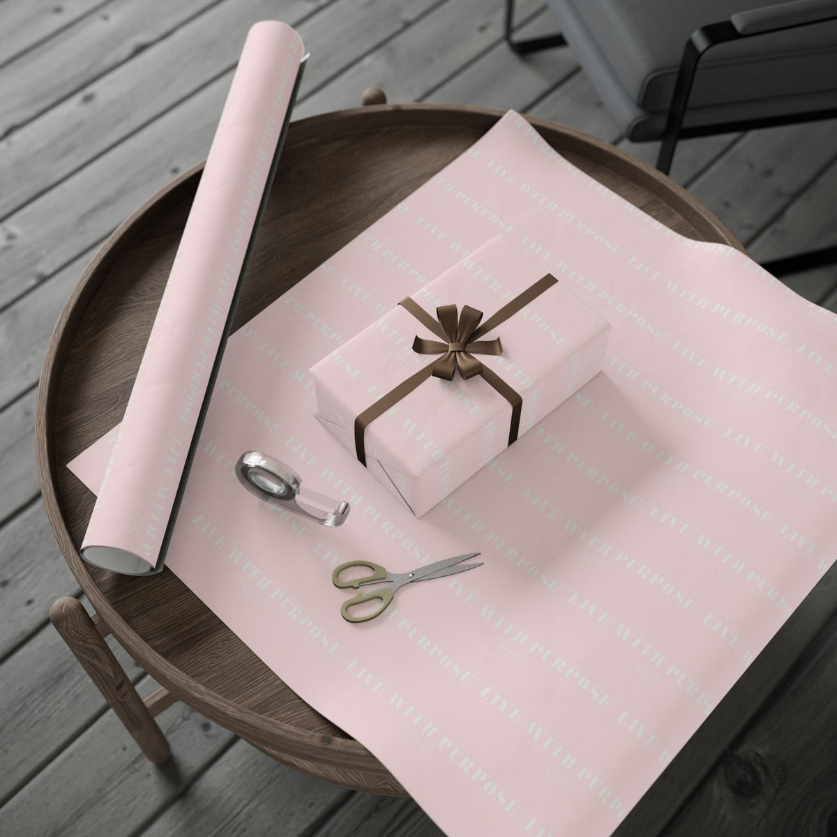 Pink Minimalist Live with Purpose Wrapping Paper Roll — Soft Blush Gift Wrap
