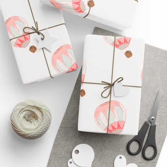Ragon Balooning Wrapping Paper - Pink Vintage Hot Air Balloon Gift Wrap Roll