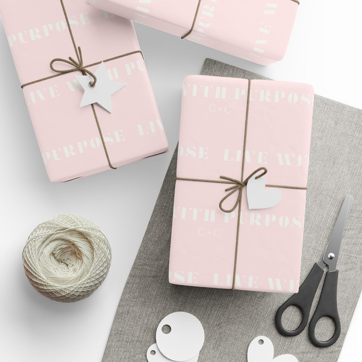 Pink Minimalist Live with Purpose Wrapping Paper Roll — Soft Blush Gift Wrap
